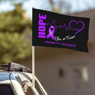 Double Side Hope For A Cure Meningitis Awareness Car Flag Window Clip 12 X 18 Inch UV Protection Outdoor Car Flags Decoration Banner