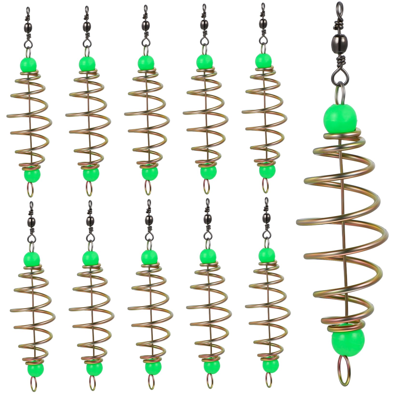 VICASKY 12 Pcs Fishing Feeder Baits Cages Shape Spring Large Bait Spring Feeder Luminous Beads
