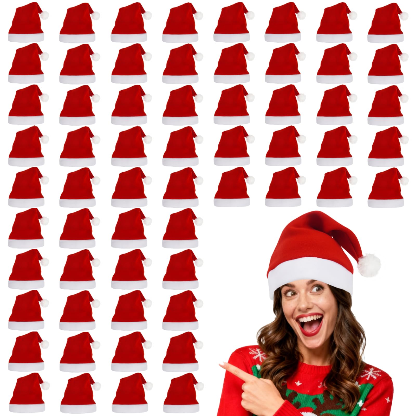 Luenghaoyun Whololovein Non-woven Christmas Santa Hats Bulk for Adult Xmas Party Supplies