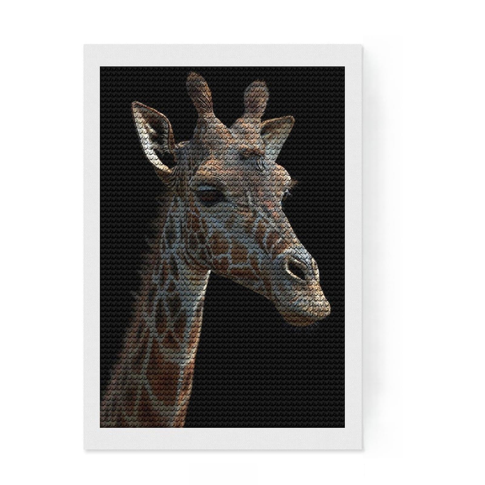 Junmoney Giraffe DIY Diamond Art Canvas Kit 8"x12", Aesthetic Room Decor, for Craft Lovers, Adhesive Canvas, Birthday Gift