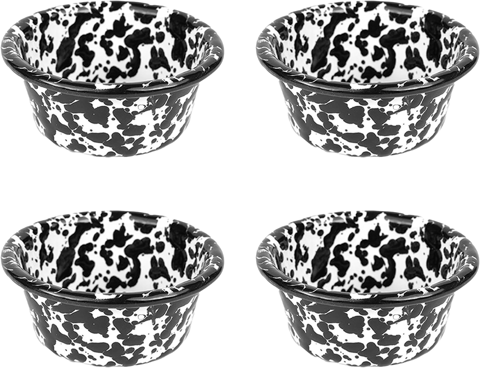Crow Canyon Home Splatter Enamelware 2 oz Ramekins, Set of 4, Black