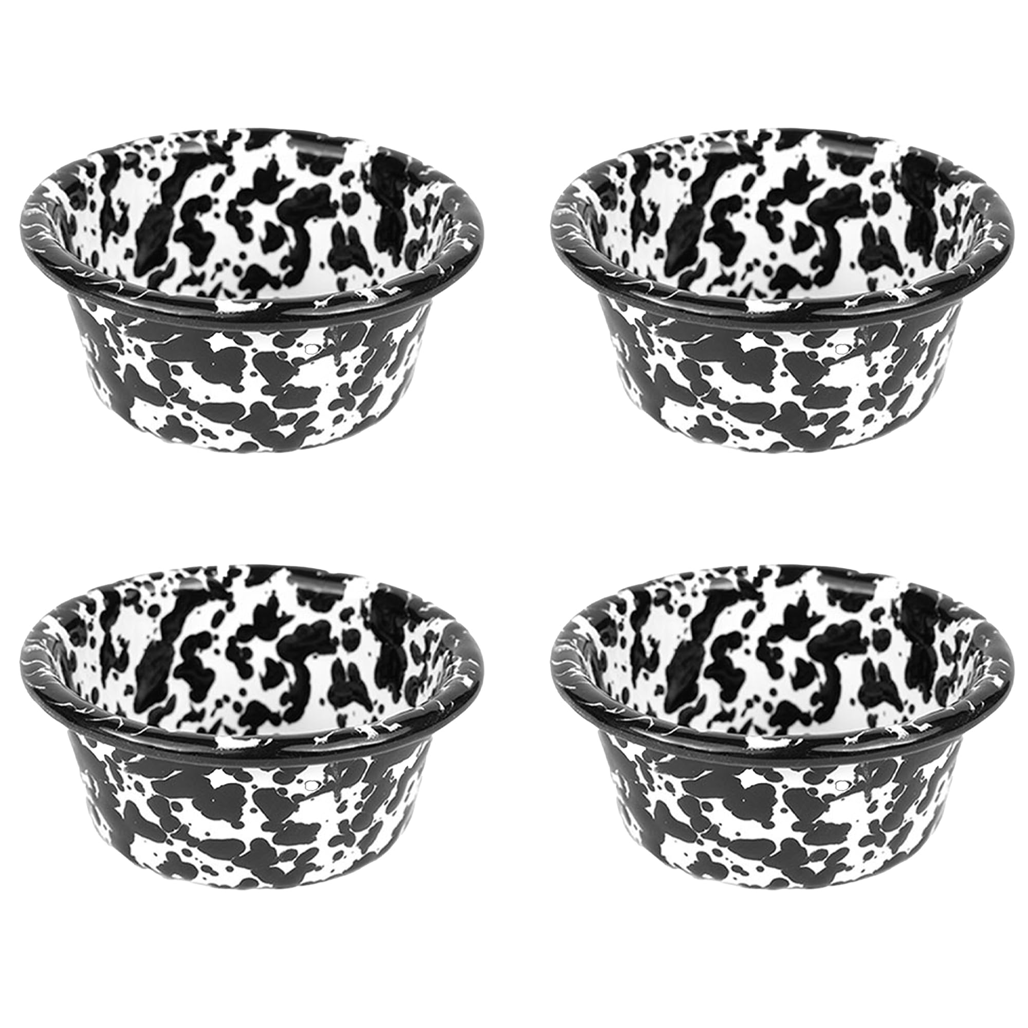 Crow Canyon Home Splatter Enamelware 2 oz Ramekins, Set of 4, Black
