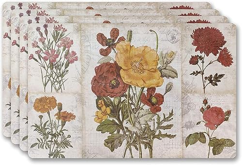 Miniatura 4 de Juego de 4 manteles individuales metálicos, fáciles de limpiar, lavables, decorativos para cocina y mesa de comedor, manteles redondos