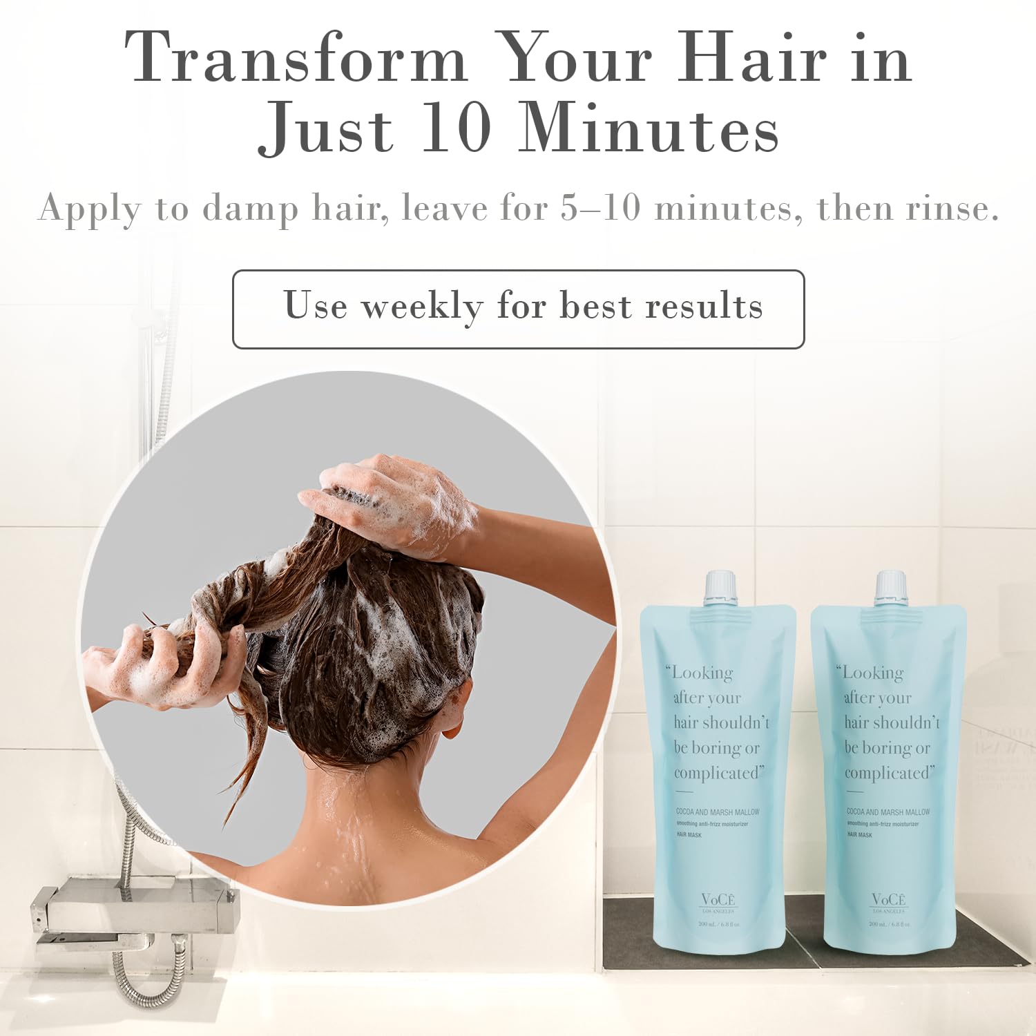 VoCÊ Haircare – Natural Cocoa and Marshmallow Hair Mask | Repairing, Smoothing, Anti-Frizz, Vegan, Cruelty-Free, Clean Haircare, Leaping Bunny Certified (6.8 oz | 200 ml) - Image 7