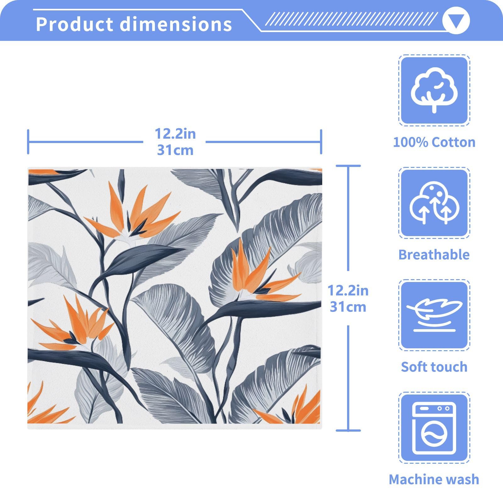 ALAZA Wash Cloth Set 100% Cotton Fingertip Towels Face Cloths Sets Strelitzia Ink Highly Absorbent Soft Feel Set of 2