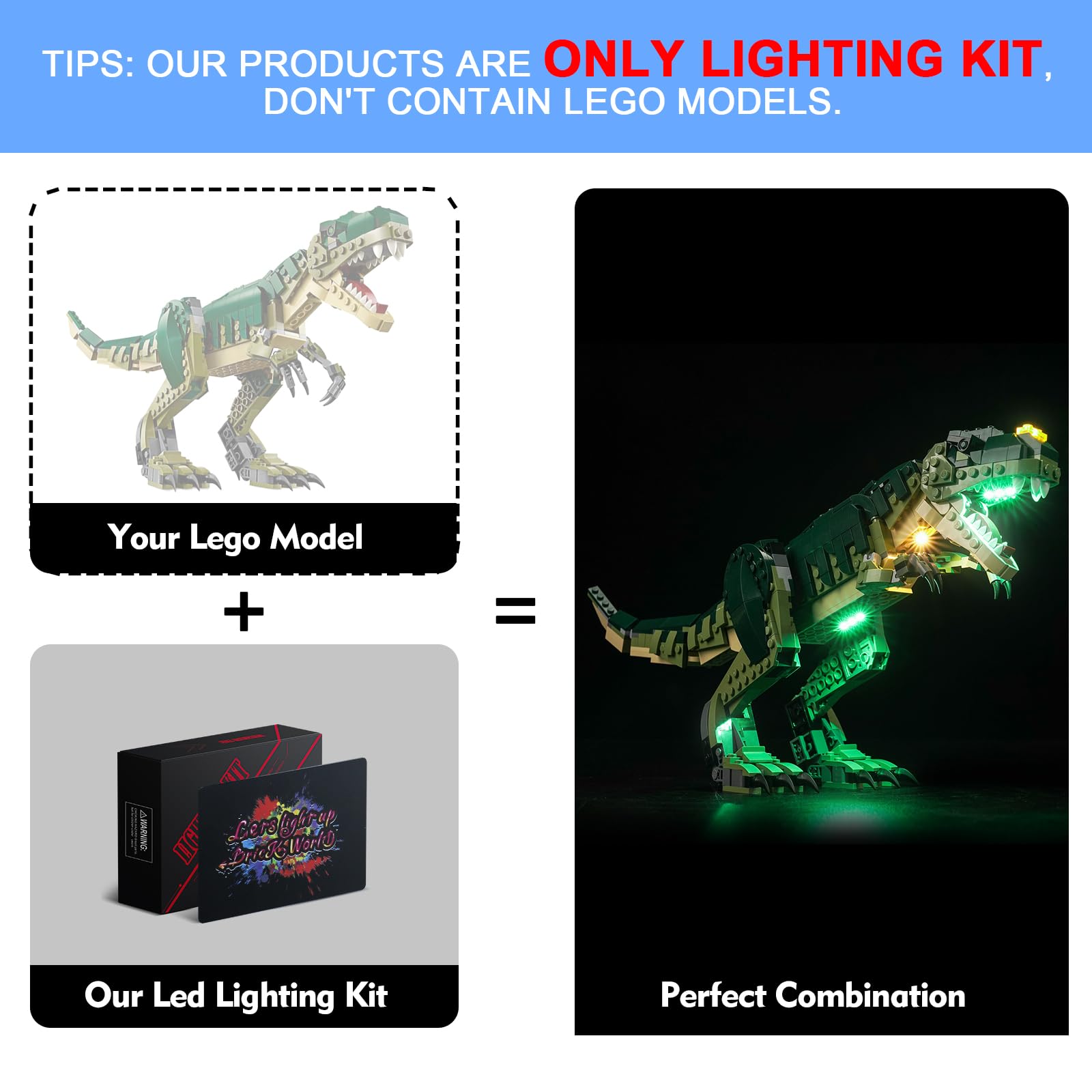 Light Kit for Lego 3-in-1 T. rex, Lighting Set for Lego 31151 3-in-1 T. rex Set - Not Include Models, Just Light Kit - Image 2