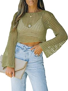 Womens Fishnet Crochet Crop Top
