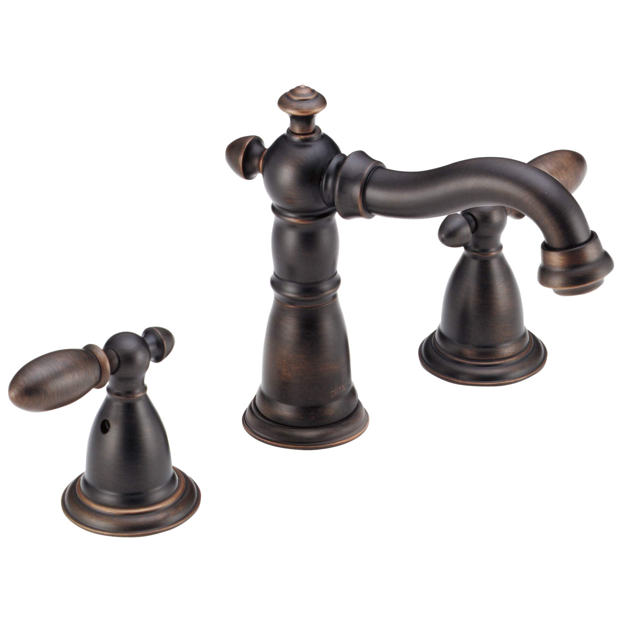Delta Faucet Victorian Widespread Bathroom Faucet 3 Hole, Bronze Bathroom Faucet, Diamond Seal Technology, Metal Drain Assembly, Venetian Bronze 3555-RBMPU-DST