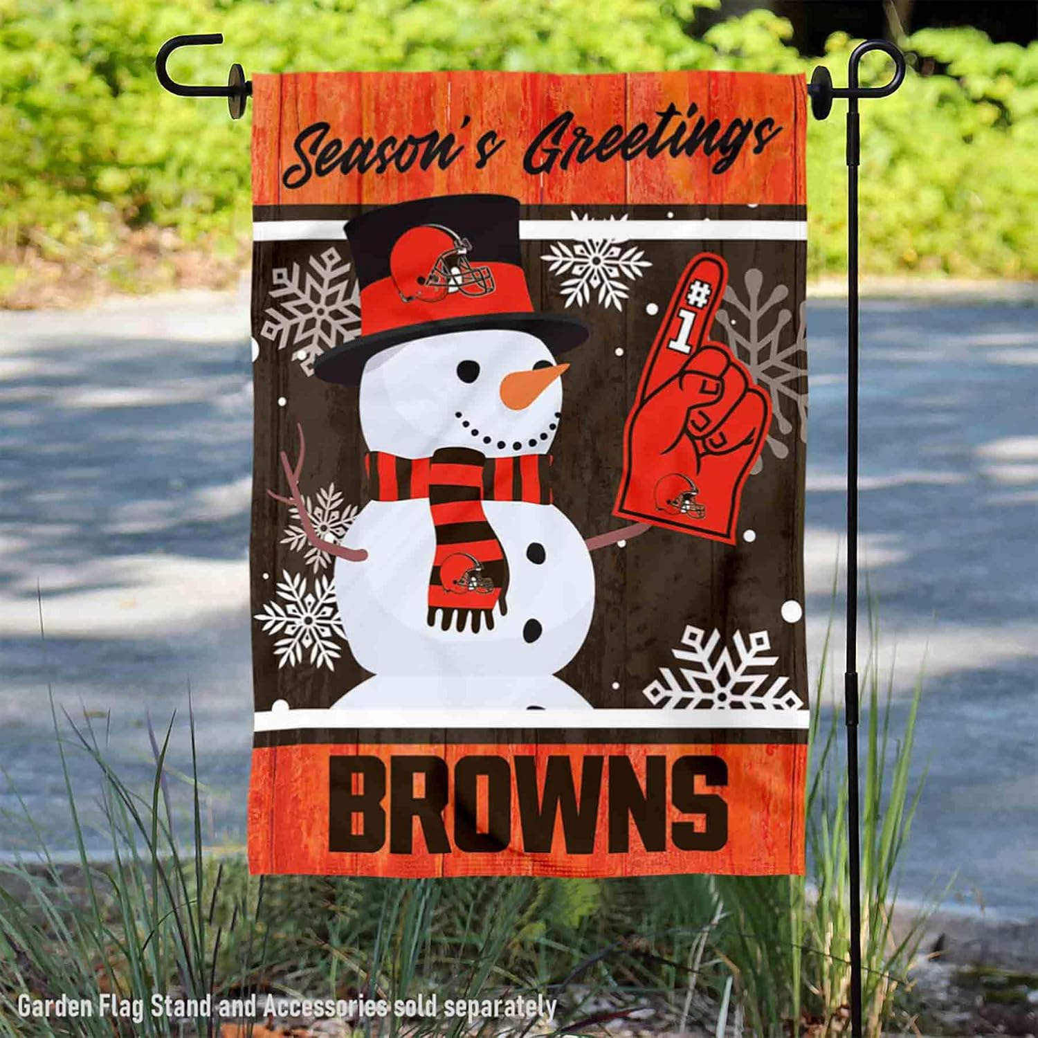 Cleveland Browns Holiday Winter Snow Garden Flag Double Sided Banner - Image 2