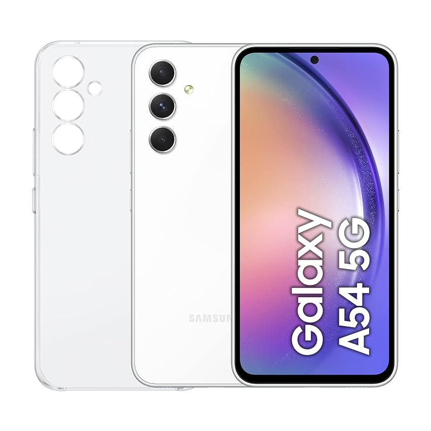 Immagine del prodotto Samsung Galaxy A54 5G, Clear Cover inclusa, Smartphone Android, Display FHD+ Super AMOLED 6.4”, 8GB RAM e 128GB di memoria interna espandibile, Batteria 5.000 mAh, Awesome White (Versione Italiana)