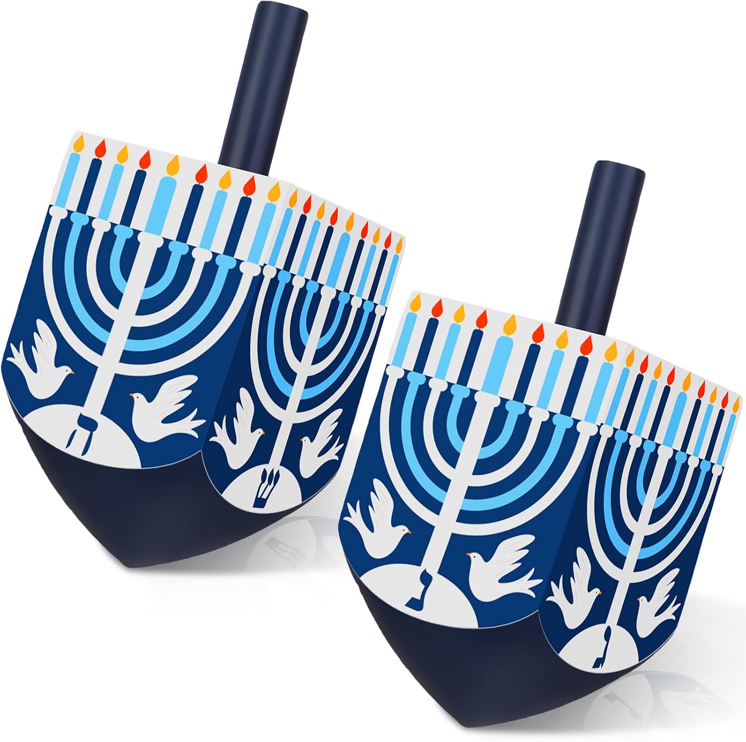 2 Pcs Hanukkah Dreidels Extra Large Wooden Dreidel for Hanukkah Decoration with English Transliteration, Forever Spinning Tops Party Favors(Candlestick)