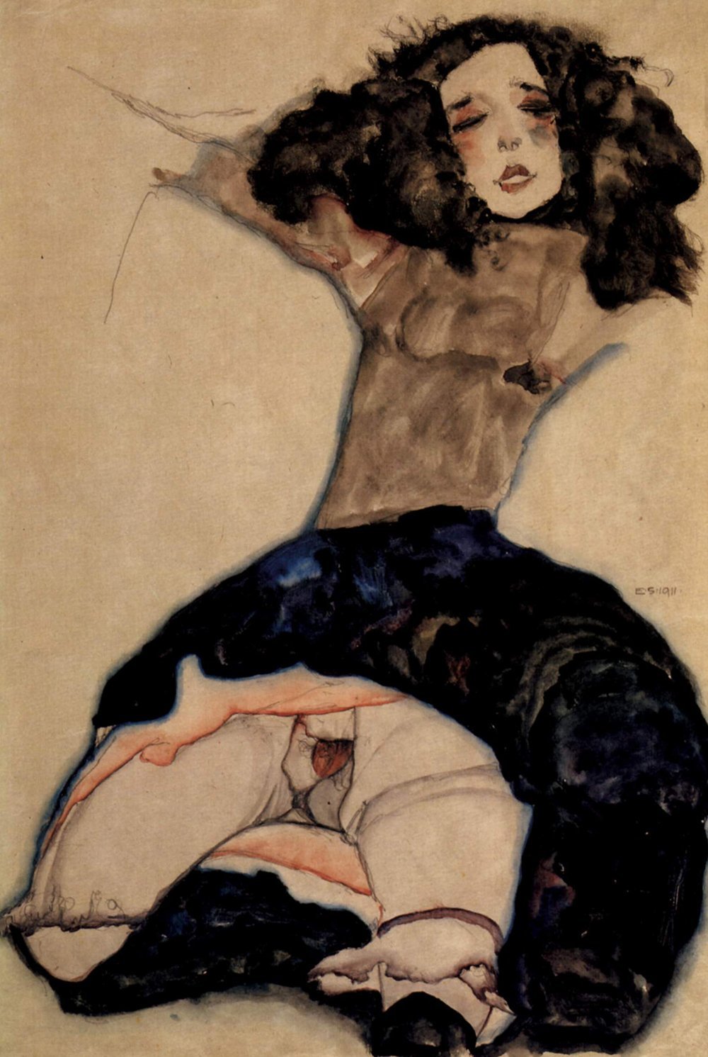 Impresión de alta calidad Egon Schiele - Jumping Girl, formato mediano y mate