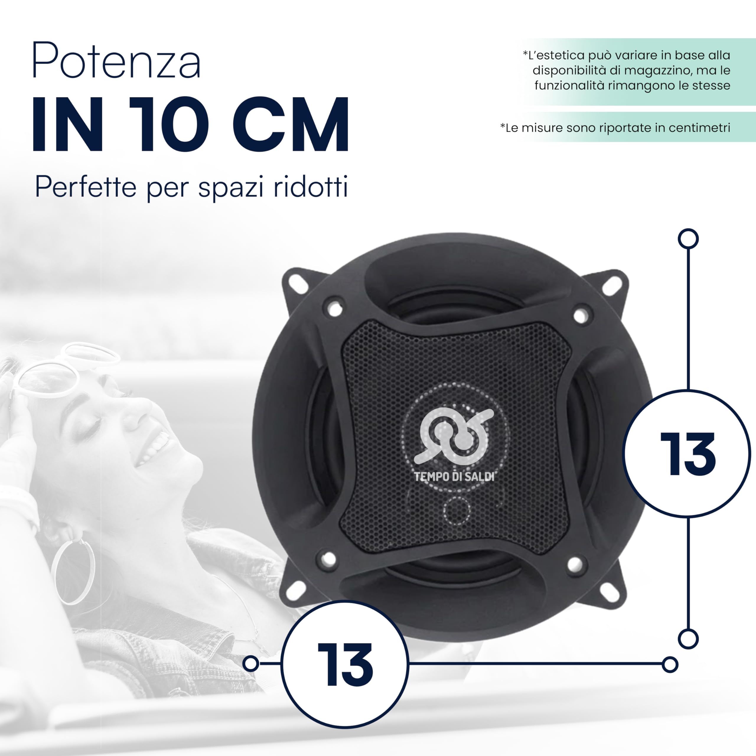 tempo di saldi Coppia Casse Auto 300W da 10 cm Impedenza 4 Ohm - Altoparlanti Auto con Griglie Metalliche Nere - Speaker Acustici per Stereo Automobile Design Elegante