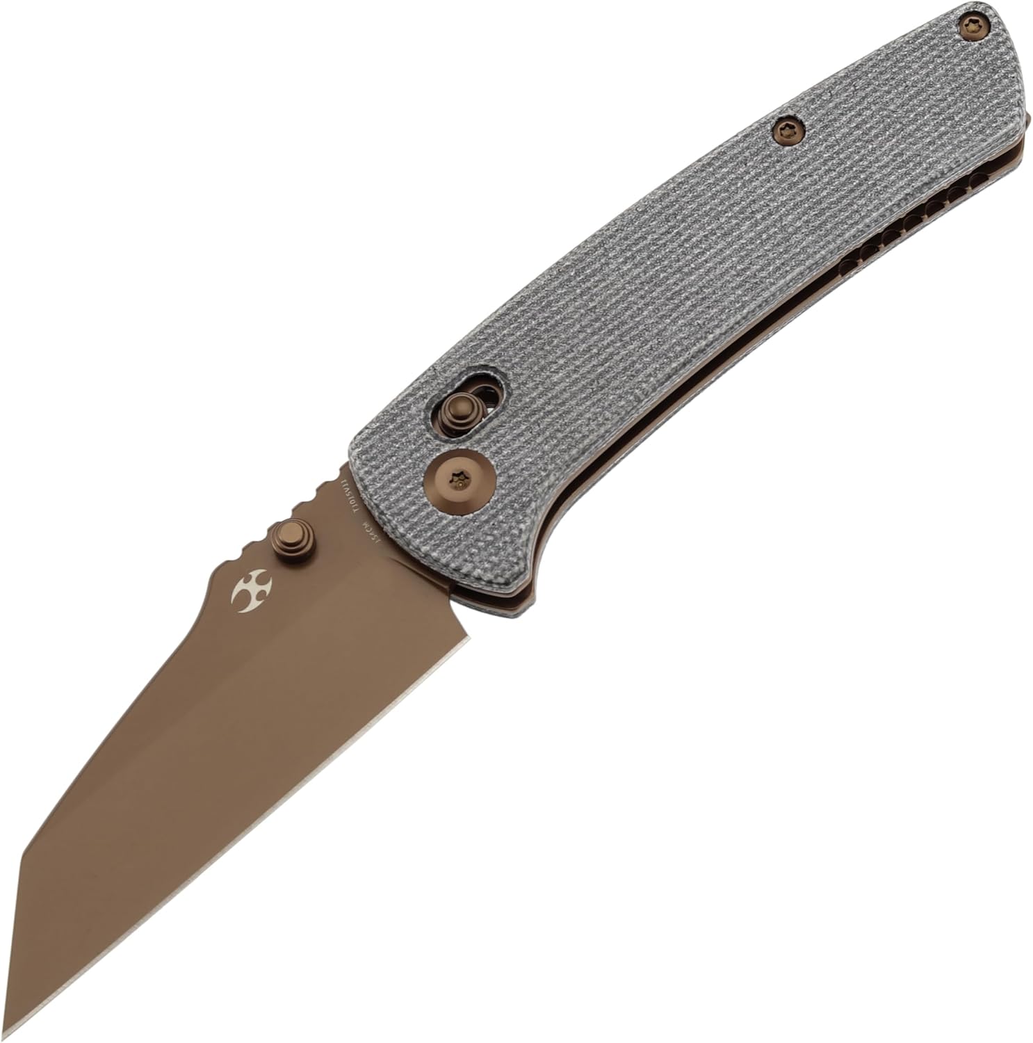 KANSEPT Main Street Pocket Folding Knife, 3.36''Rose Gold Coated 154CM Sharp Blade, Black Micarta Handle and Thumb Stud, Clip for Camping Hiking Fishing Gift Everyday Carry T1015v11