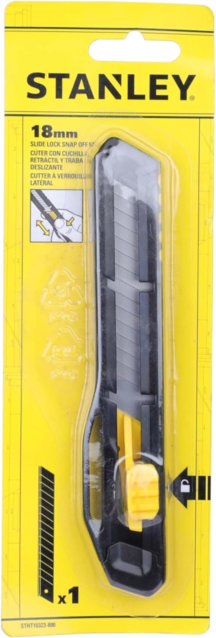 Stht10323-800 Plastic Slide Lock Snap Off Knife (Black)