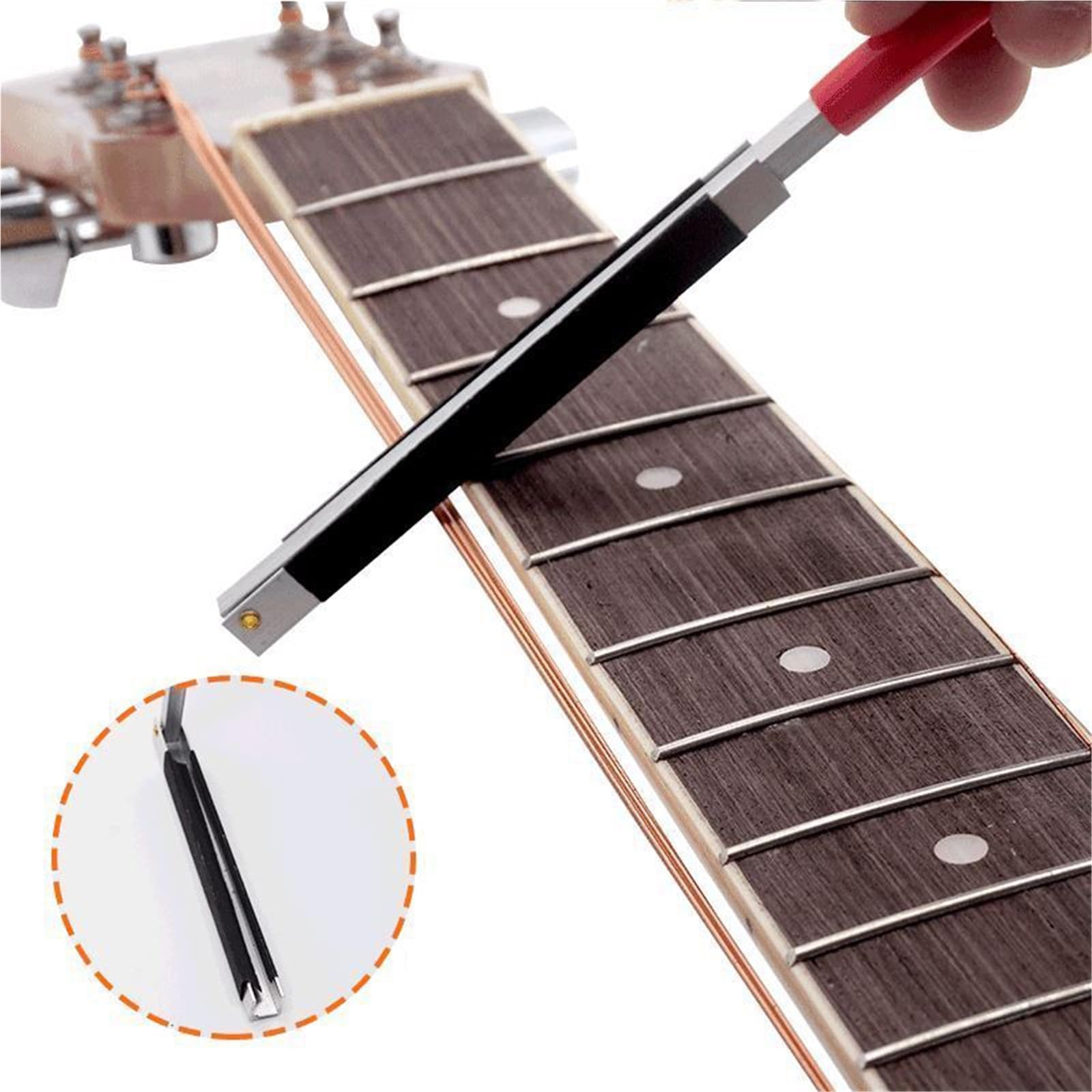 Guitar Making Tools Sandpaper Stick Guitar Fret Grinding Repair Debugging Leveling Chamfering Tool(Square)