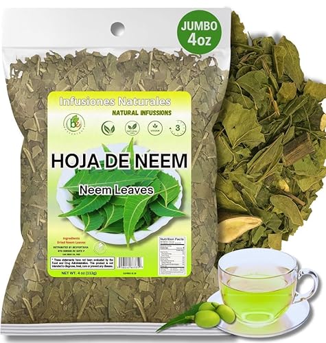 Té de hierbas de hojas de neem (Hoja) 4 oz (113 g) Hoja suelta cosechada silvestre y secada a la sombra 100% natural, vegano, sin OMG, sin