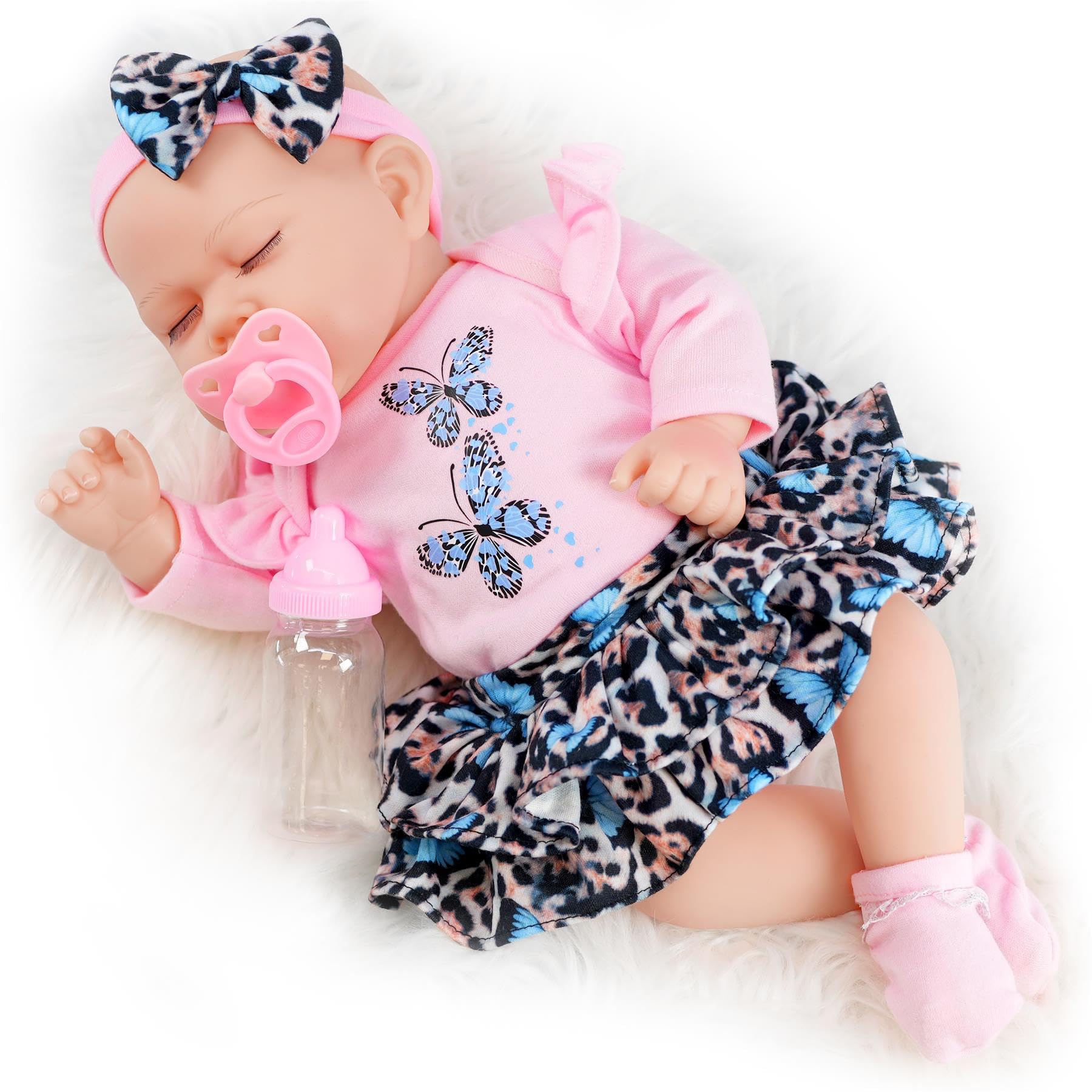 The Magic Toy Shop BiBi Doll Newborn Reborn Baby Doll “Isabella” 17-Inch – Realistic Baby Girl with Dummy, Bottle & Birth Certificate – Soft Vinyl Head & Limbs, Cuddly Cloth Body – for Kids Ages 3+ — image 1