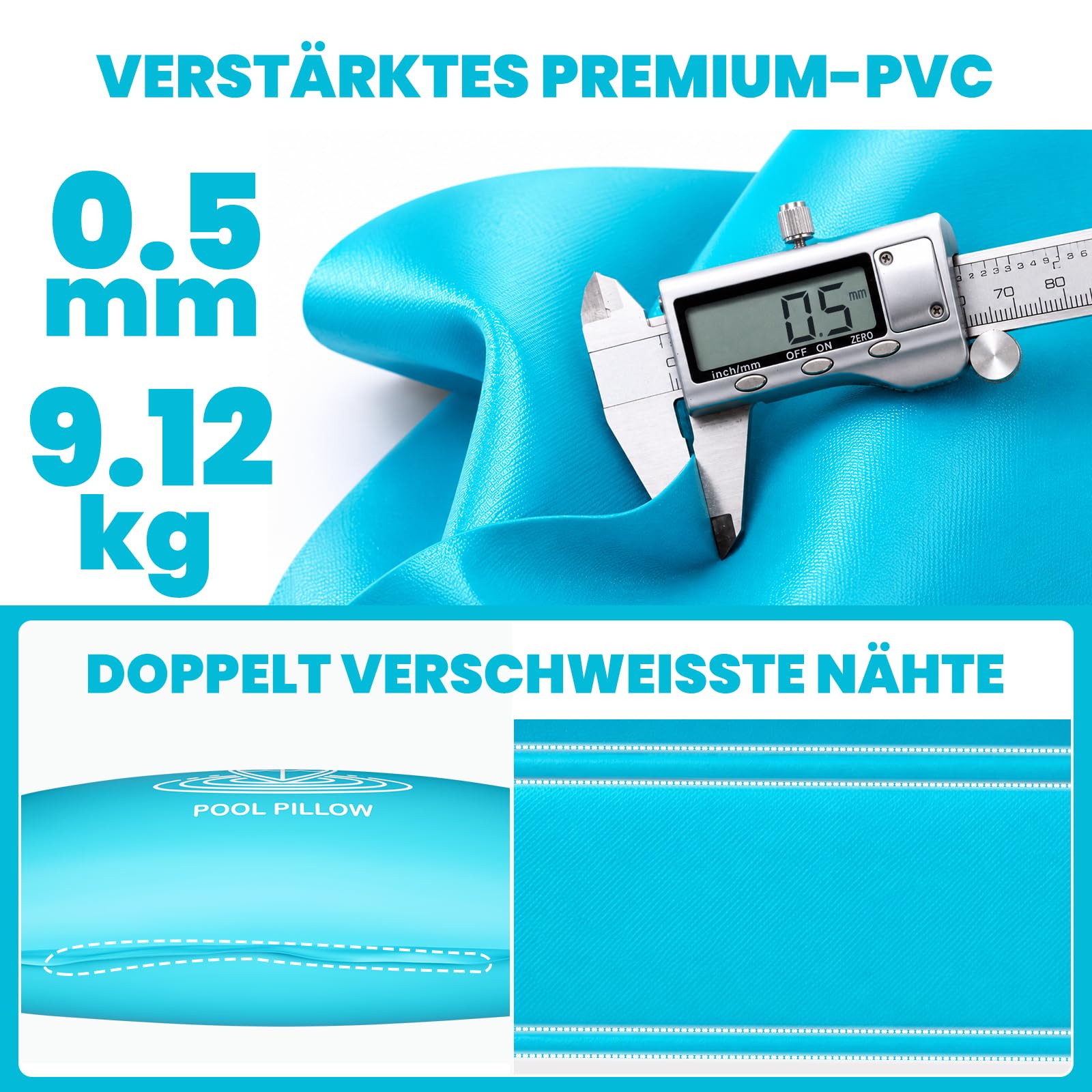 Poolkissen Winter 200x400cm, Extra Starkes 0,5mmPVC Pool Luftkissen