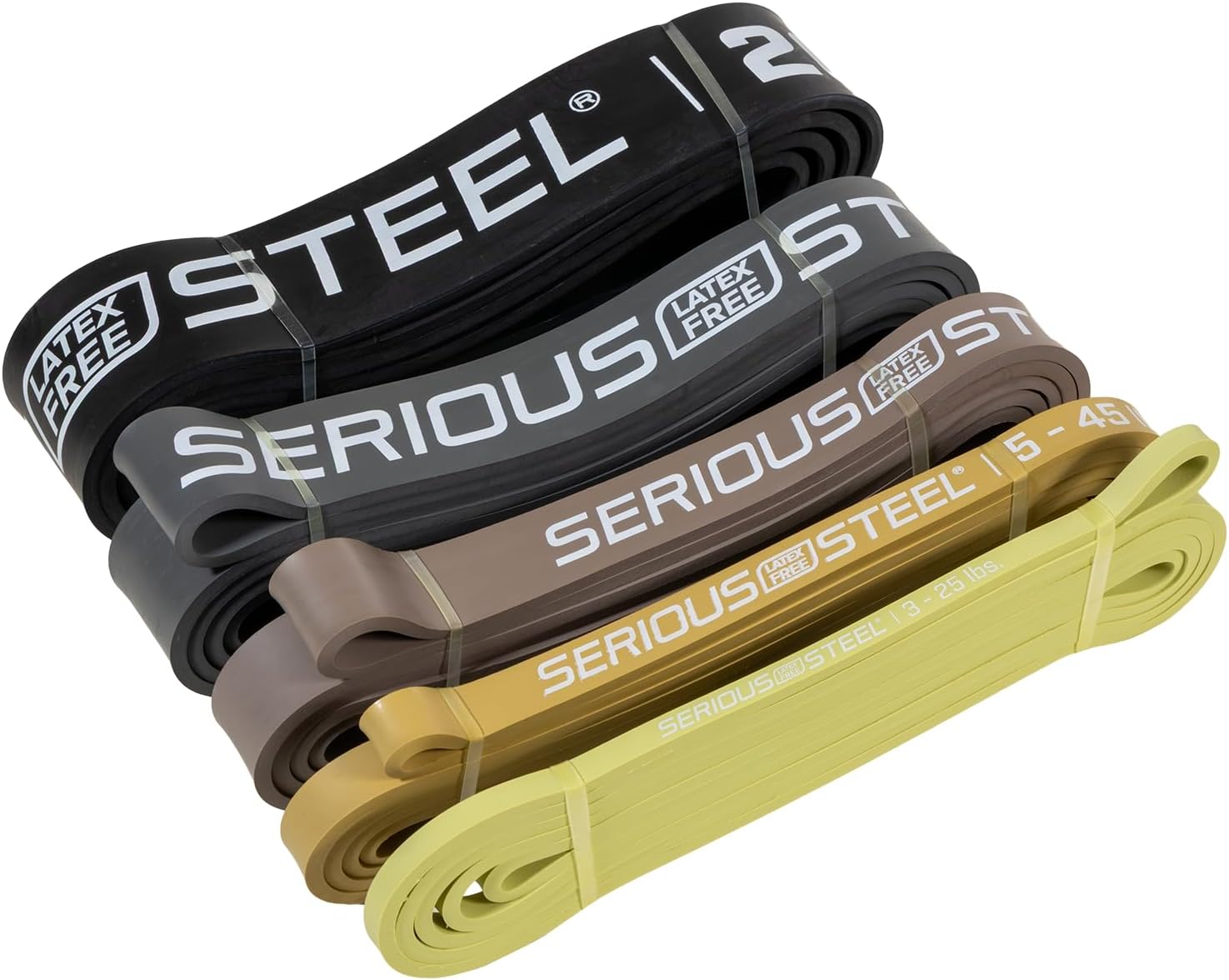 Serious Steel Fitness Non Latex (Latex Free Resistance Bands) Resistance Bands Exercise Bands | Use for Pull-Ups, At Home Workouts, Strength Training and Resistance Training(41" Sets)