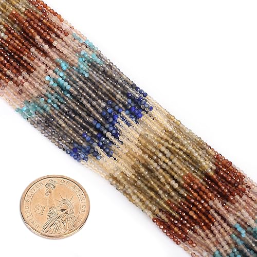 Miniatura 1 de FONNEY 160 cuentas de piedras preciosas naturales facetadas de 0.079 pulgadas para la fabricación de joyas, cuentas de peridoto Rondelle multicolor,