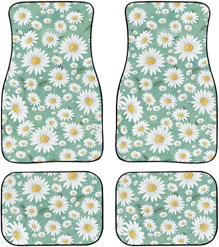 Miniatura 44 de Coloranimal Alfombrillas abstractas hippie para automóvil, 4 piezas, retro, años 60, 70, Groovy Daisy Hippy, alfombrillas universales para la Patrón
