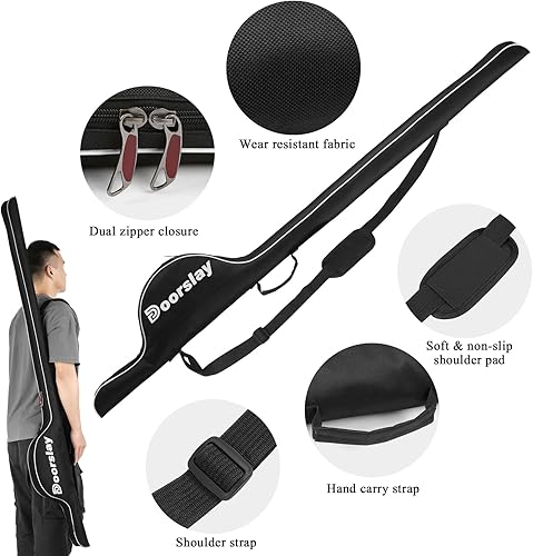Miniatura 4 de doorslay Bolsa para caña de pescar, funda protectora de caña de pescar y carrete de 63 pulgadas, funda de caña de pescar plegable portátil, bolsas