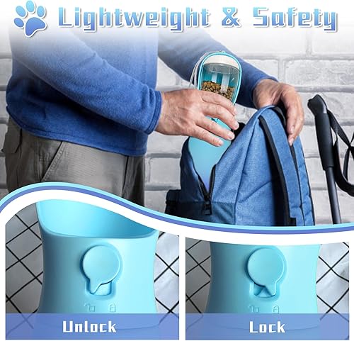 Miniatura 5 de Botella de agua portátil 2 en 1 para perro, cuencos de viaje para perros de grado alimenticio con contenedor de alimentos, dispensador de agua para