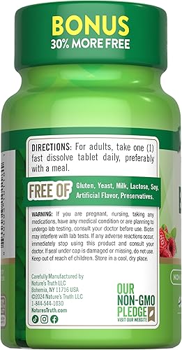 Miniatura 7 de Nature's Truth Biotin 5000mcg  78 Fast Dissolve Tablets  Natural Berry Flavor  Vegan, Non-GMO & Gluten Free
