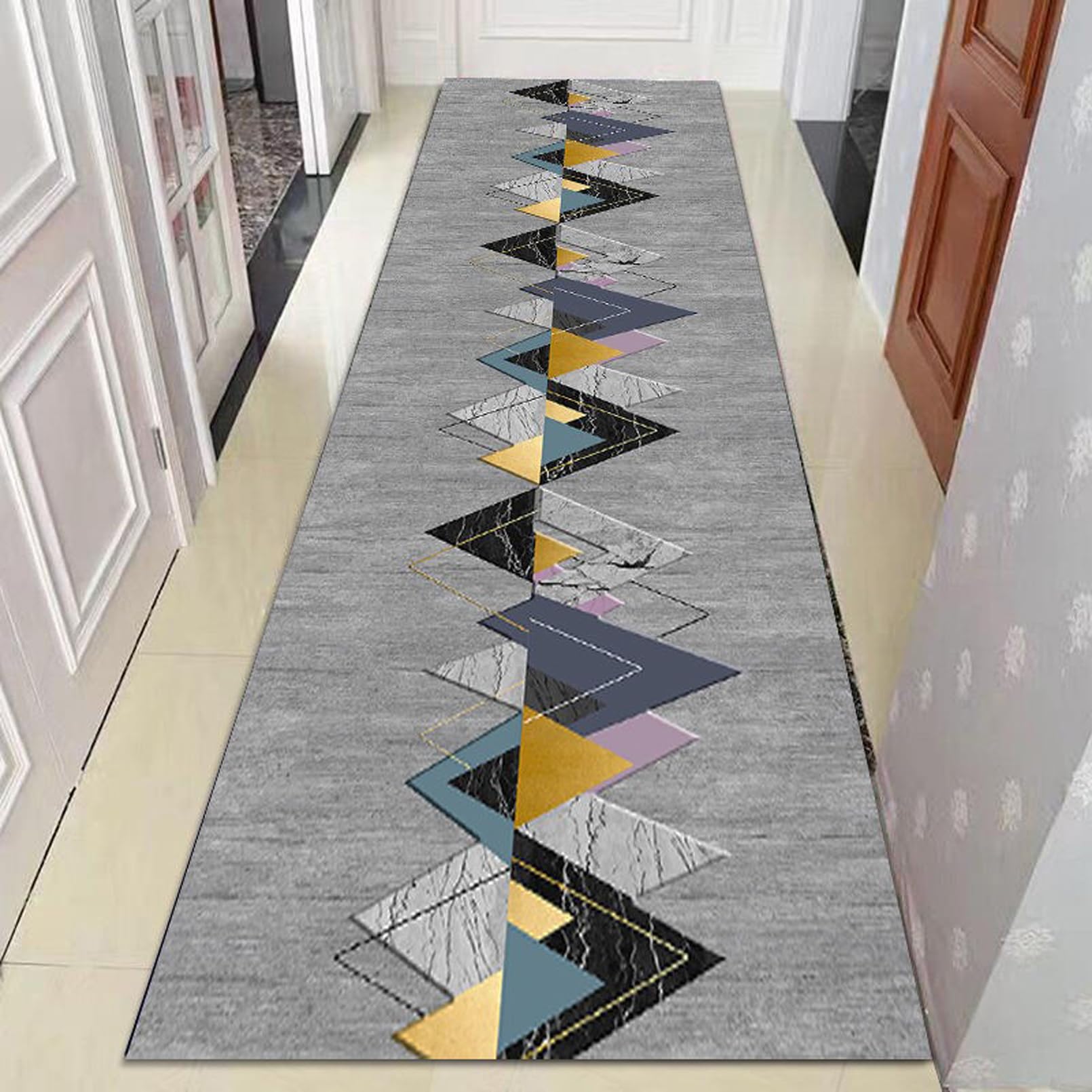 Tapis de passage couloir antidérapant et lavable AZMANI 0,8 m x 4 m cuisine