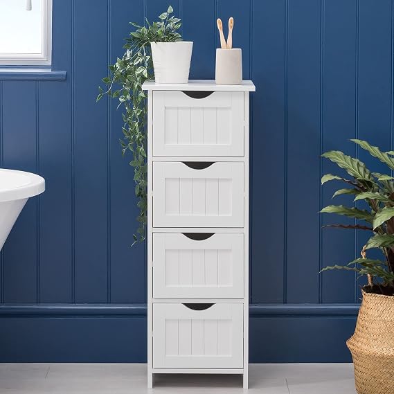 CHRISTOW White Bathroom Drawer Organiser, Floor Standing Storage Unit ...
