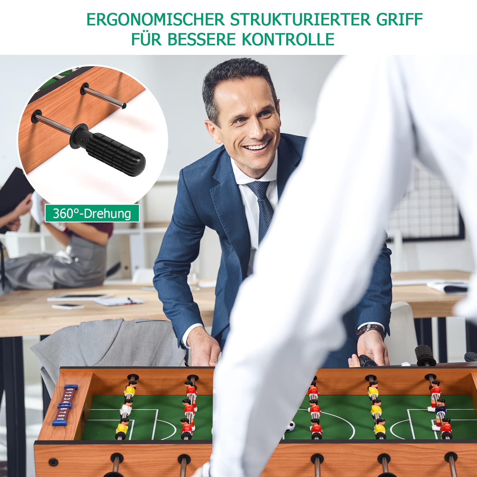 DREAMADE 2 in 1 Multi- Spieltisch, Mini Kickertisch Air Hockeytisch aus Holz & Eisenrohr, Fußballtisch Game Tisch mit Rutschfestem Griff, Tischkicker für die Ganze Familie, für Kinder & Erwachsene