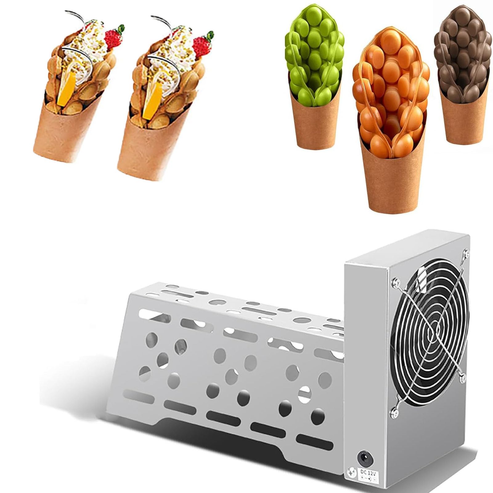 XNXYSMKJ Electric Egg Waffle Hair Dryer,30W Automatic Egg Waffle Cooling Fan,Stainless Steel Material,Automatically Blows Air To Cool After Placing Waffles,for Snack Bars