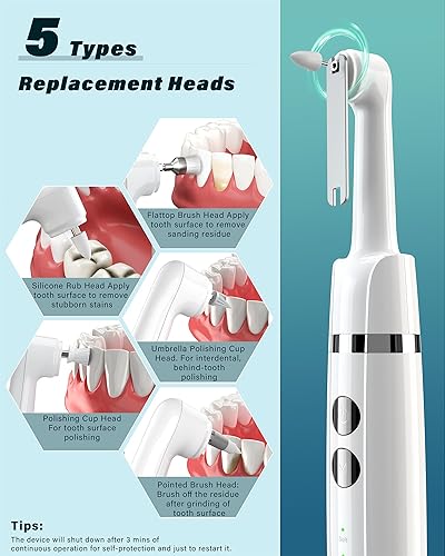 Miniatura 3 de Pulidor de dientes, kit de blanqueamiento dental recargable para limpieza y blanqueamiento de dientes, con 3 pasta de esmalte de dientes y 5
