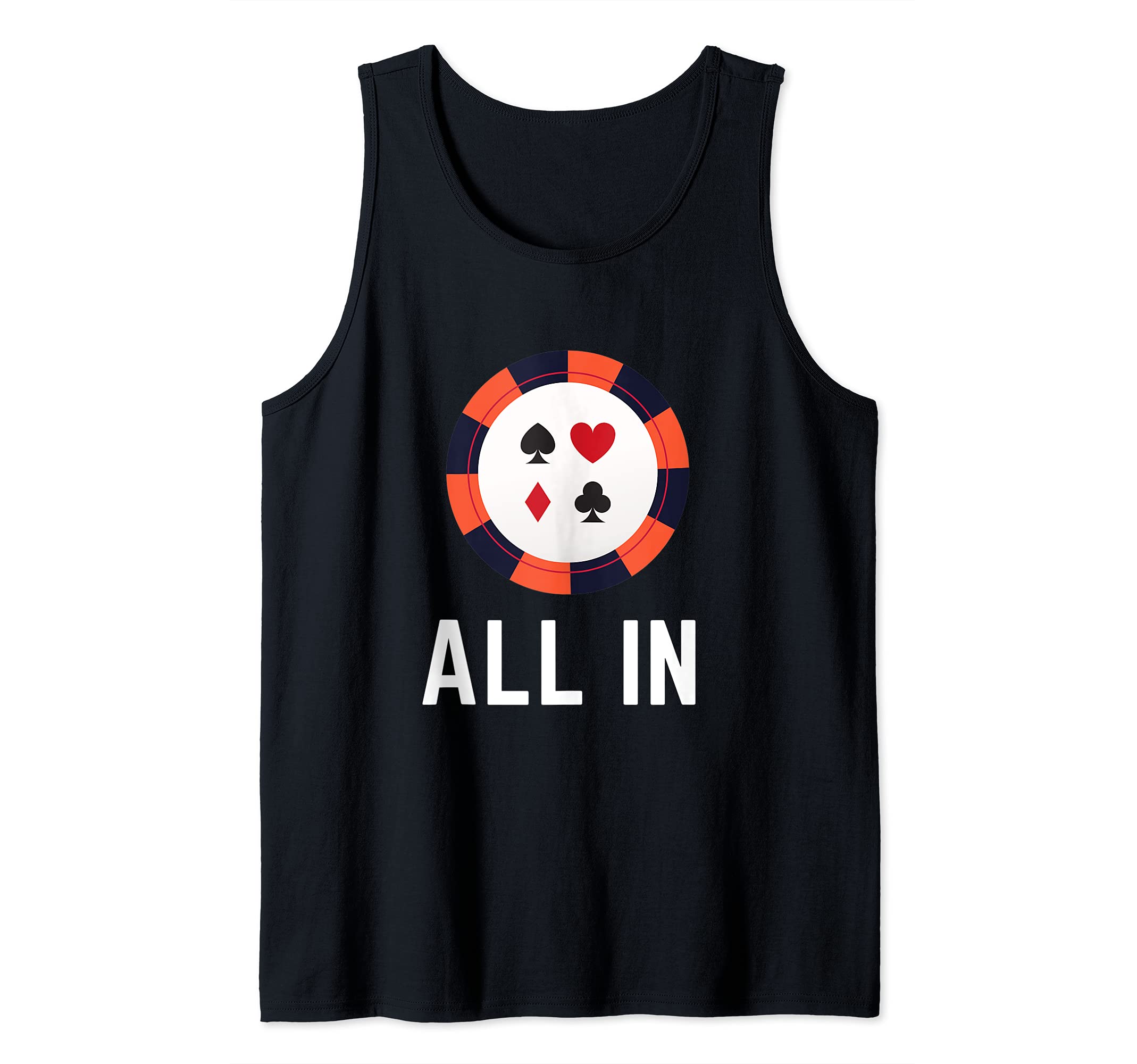 Mens Funny All In Poker Chip Design Poker Player Tank Top