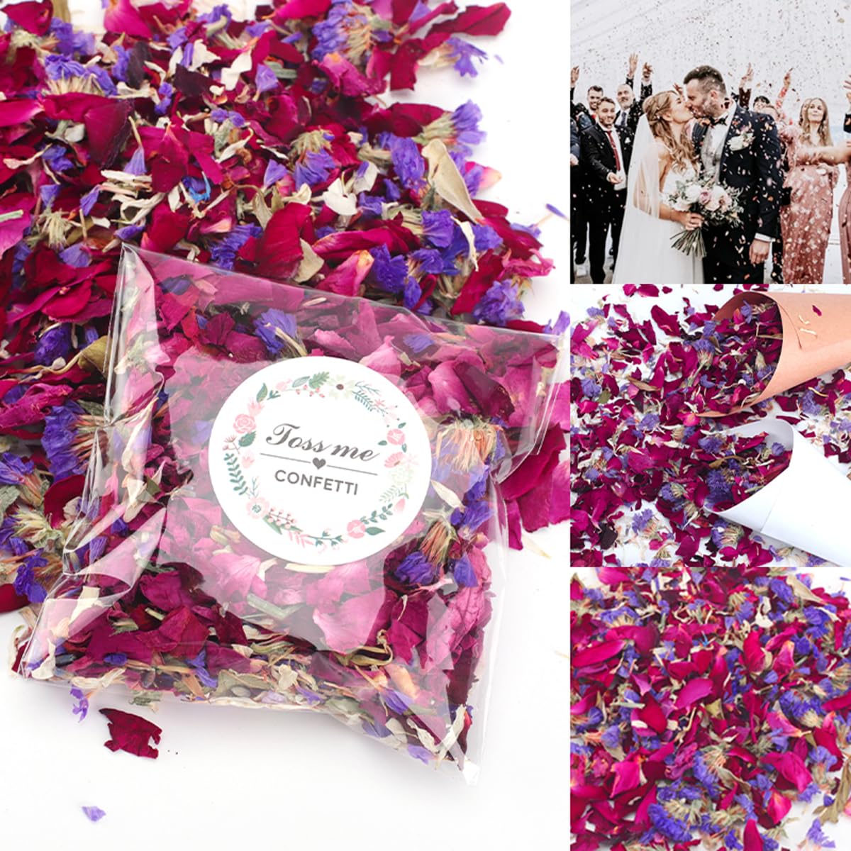 Biologisch Abbaubares Blumen-Konfetti, 20 Stück, Getrocknete Blumen-Konfetti, Natürliche Rosenblütenblätter, Party-Konfetti Für Hochzeitsdekoration, DIY-Projekte