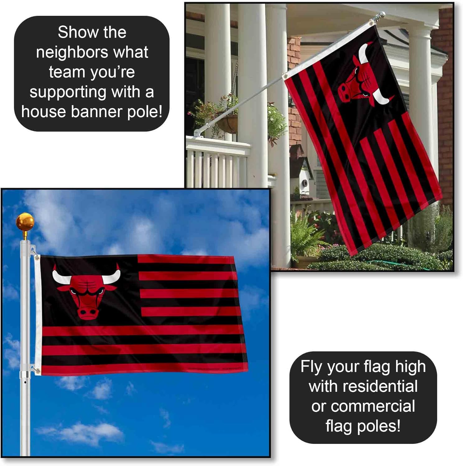 Chicago Bulls Americana Stripes Nation 3x5 Flag - Image 3