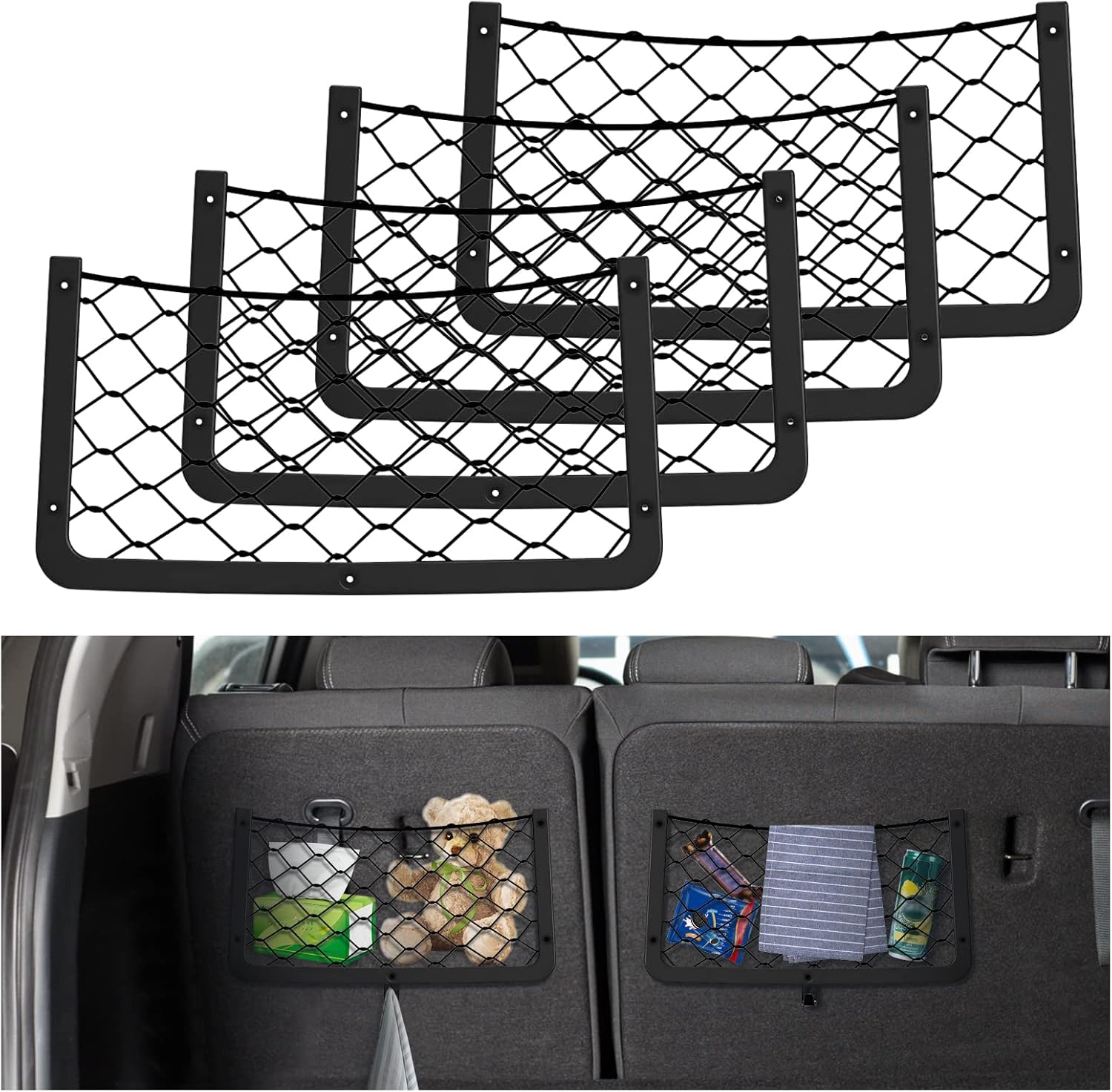 Amazon.fr : 4 Pièces Filet Rangement pour Voiture, 36x18cm Filet de ...