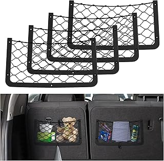 AOPULE 4Pcs Car Storage Net Bags,Car Storage Net Pocket with Stretch Mesh Car Storage Bag Car Mesh Net Bag with Plastic Frame for Car Truck Caravan Motorhome Boat (14 * 7 inch)
