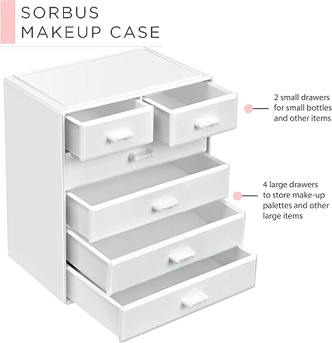 Miniatura 4 de Sorbus Organizador de maquillaje acrílico, estuche de organización y almacenamiento para cosméticos y joyas, organizador de maquillaje grande para