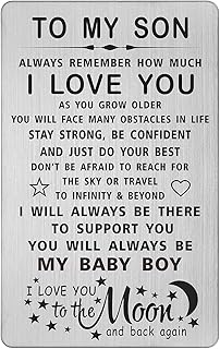 TANWIH Son Engraved Wallet Card I Love You Gifts from Mom Dad, to My Son Birthday Graduation Christmas Card Deployed Presents