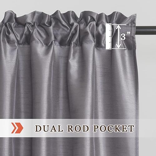 Miniatura 2 de Juego de cortinas de cocina de seda sintética de 36 pulgadas de largo, cortinas de café, cenefas con bolsillo para barra para sala de estar,