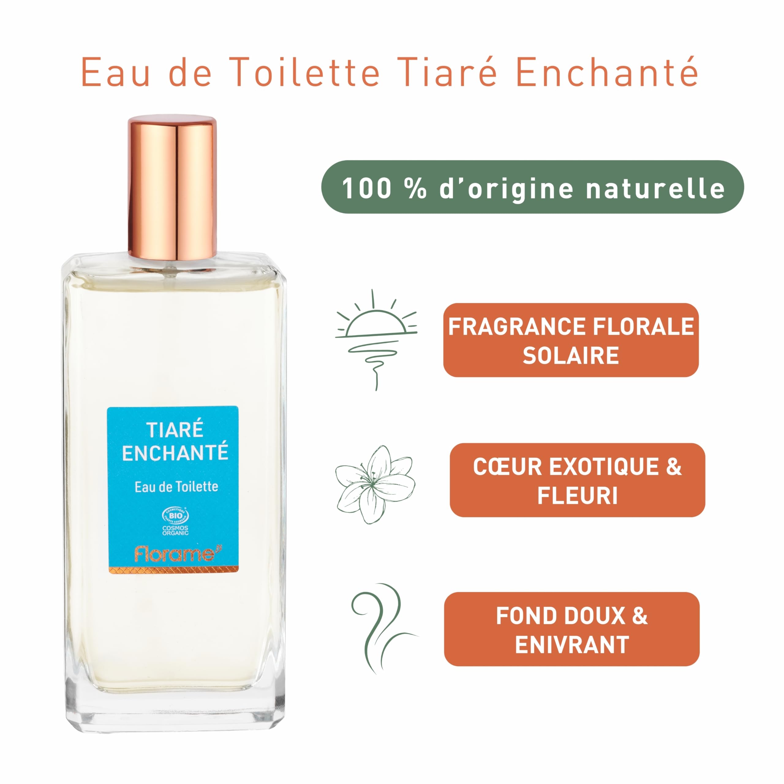Florame Eau de Toilette Tiaré Enchanté 100 ml – Notes Florales Solaires – Tiaré, Vanille & Ambre – Fabriquée en France