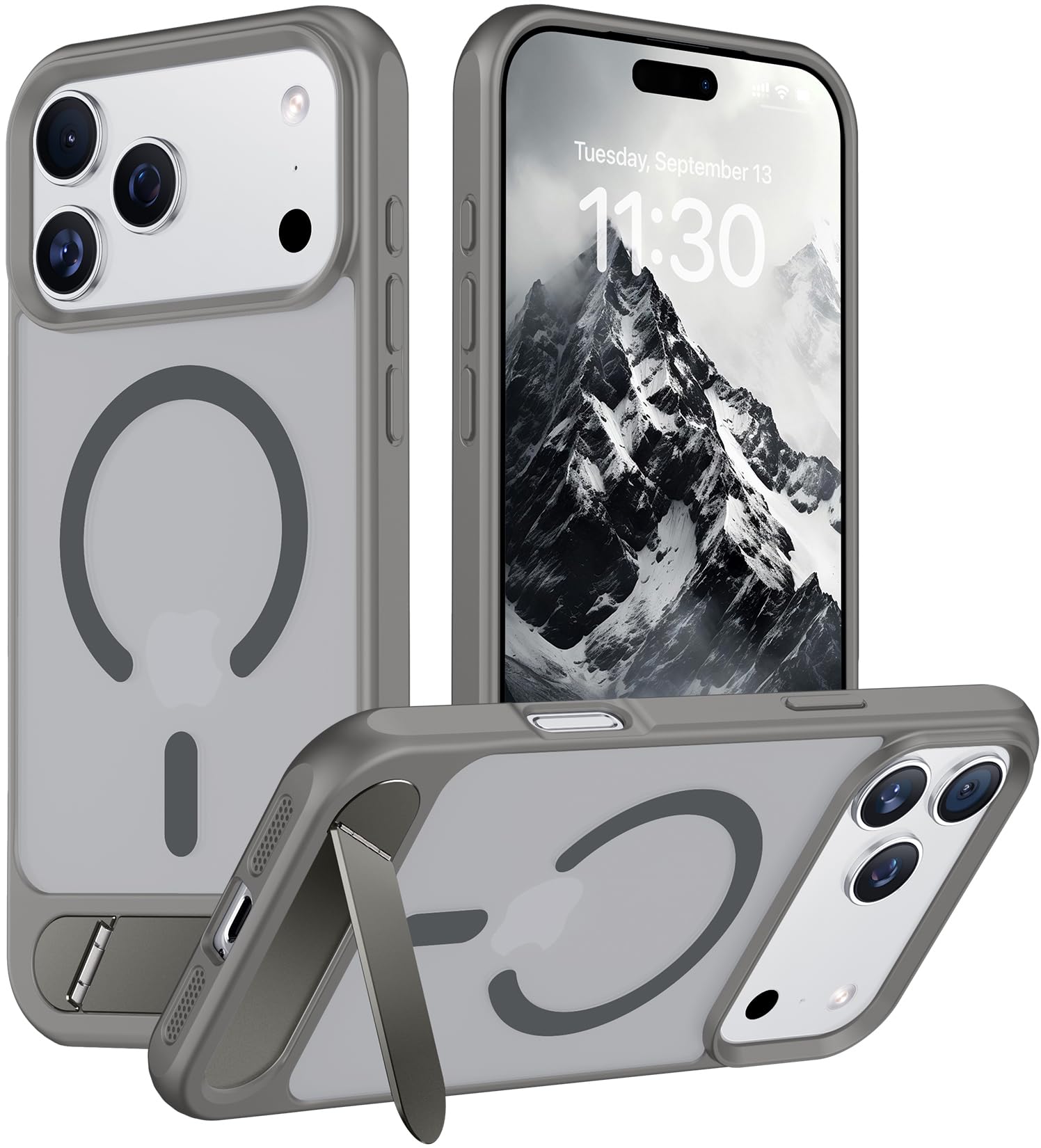 Temdan Designed for iPhone 18 Pro Case/17 Pro Case,[Built-in Invisible Kickstand][Compatible with MagSafe][Military Grade Shockproof]Slim Translucent Matte Phone Case for iPhone 17 Pro/18 Pro 6.3 inch