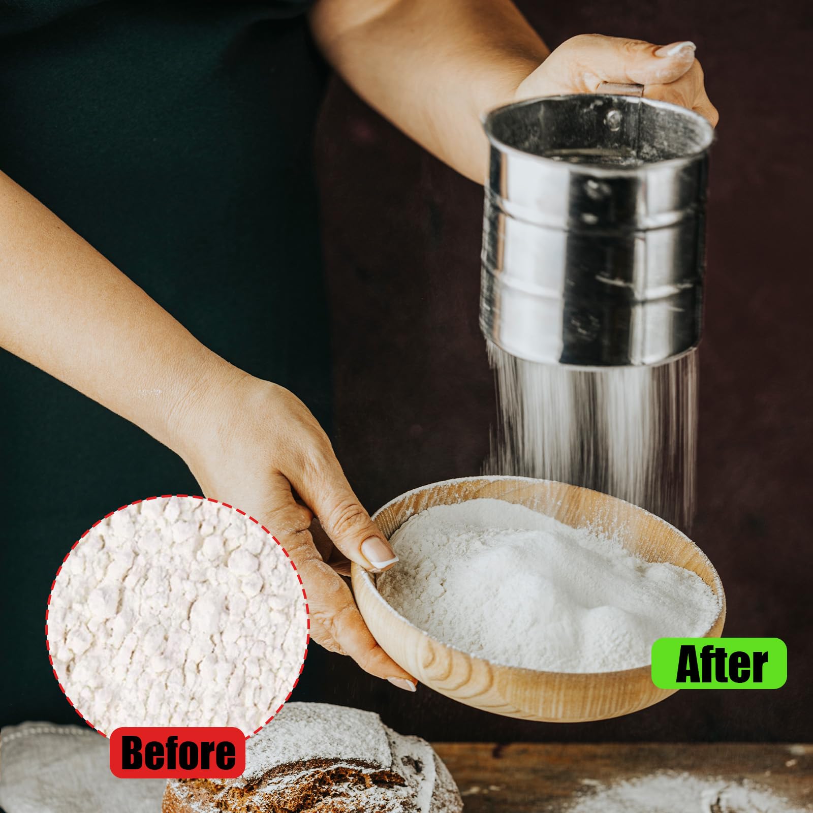Tamis Cuisine Acier Inoxydable avec Poignée - Passoire Professionnelle pour Farine, Anti-Rouille