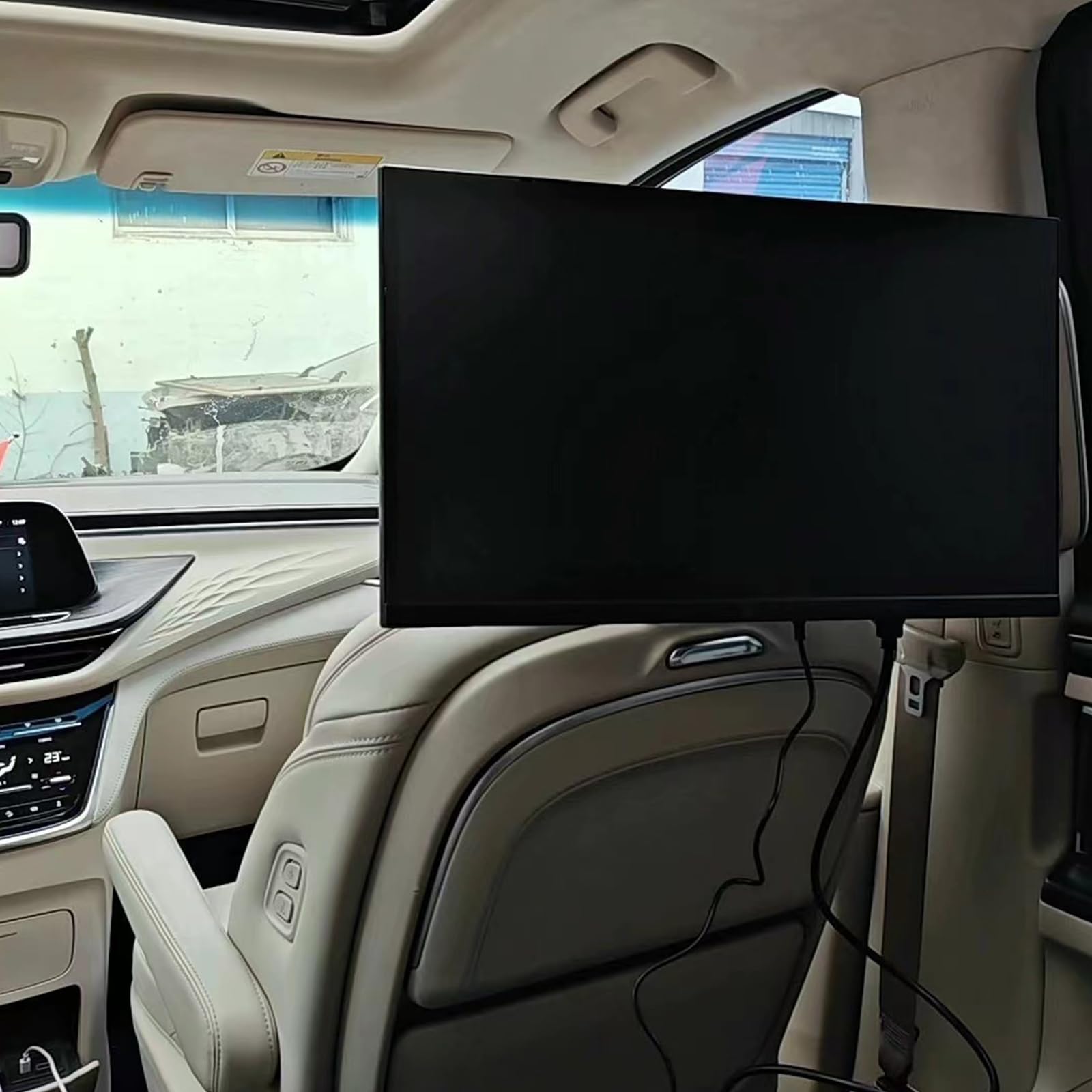 Campervan TV Halterung, Wohnmobil TV Halterung mit VESA Kopfstütze für 12-24 Zoll Fernseher, bis zu 13,6 kg, Schwenkbar, Neigbar, Abschließbar für T4, T5, T6 Wohnmobil
