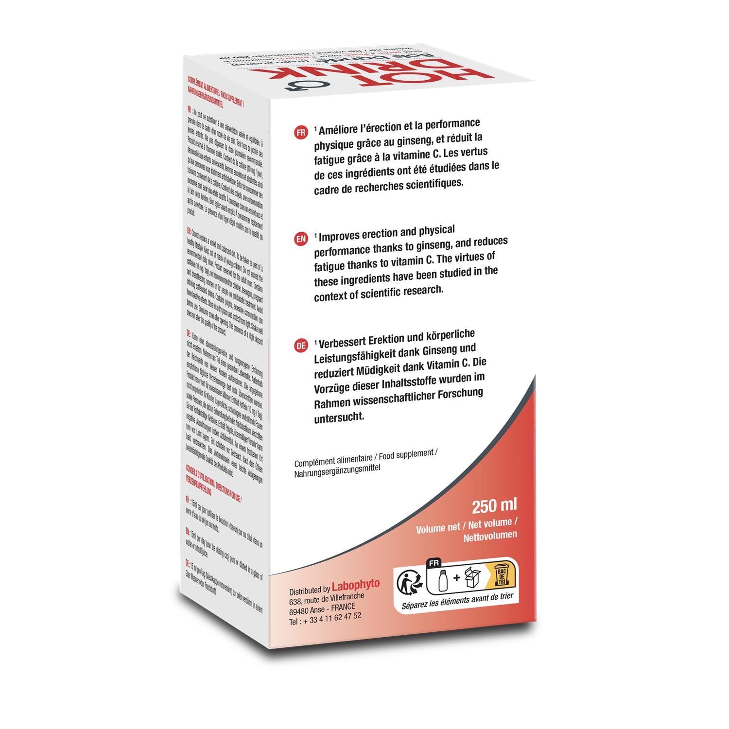 Labophyto Boisson aphrodisiaque pour homme hot drink - Lot de 5 x 250ml