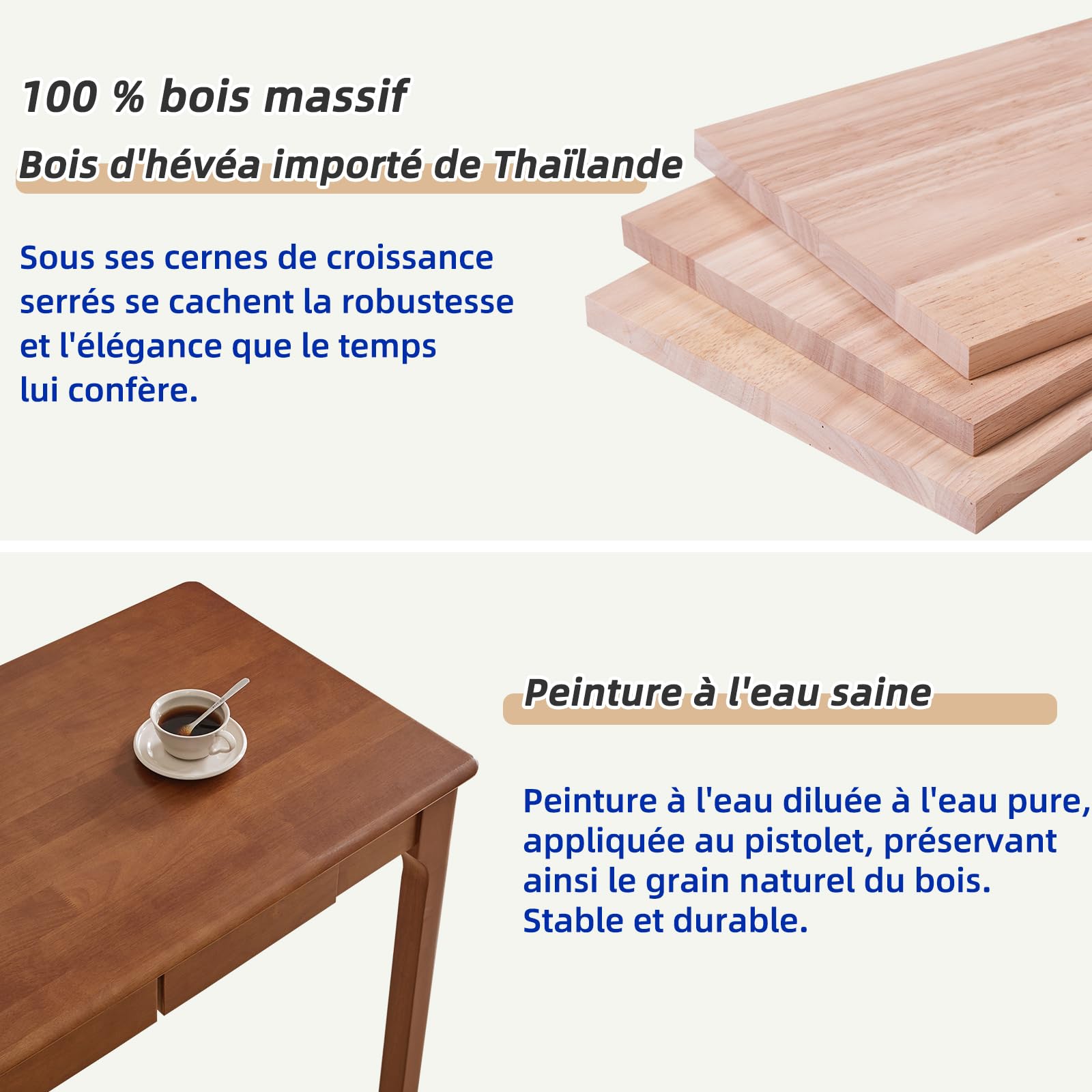 Aibiju Bureau en Bois Massif avec 2 Tiroirs idéal pour Le Travail, Les études, Bureau d'ordinateur pour étudiant ou Chambre, Petite Table pour Petits Espaces, Brun foncé YD-WD04H