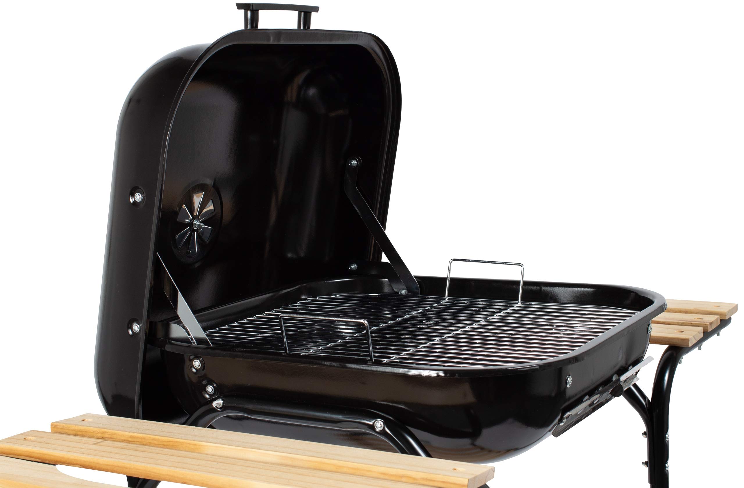 GrillMaster Kohlegrill EmaBend GM3000 + Gebläse, Gartenbau, Karbon, Mit Rollen, Holzböden