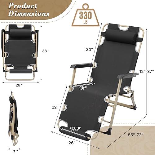 Miniatura 3 de Athena Collection Zero Gravity - Juego de 2 sillas reclinables para exteriores, 26 pulgadas de ancho, sillas reclinables con reposacabezas y